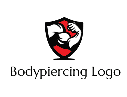 bicep of a bodybuilder in a fitness logo