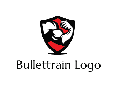 bicep of a bodybuilder in a fitness logo