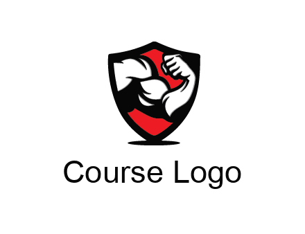 bicep of a bodybuilder in a fitness logo