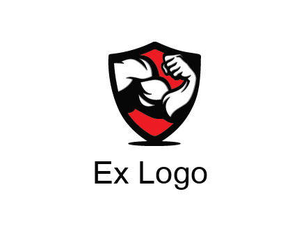bicep of a bodybuilder in a fitness logo