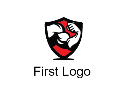 bicep of a bodybuilder in a fitness logo