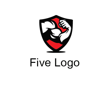 bicep of a bodybuilder in a fitness logo