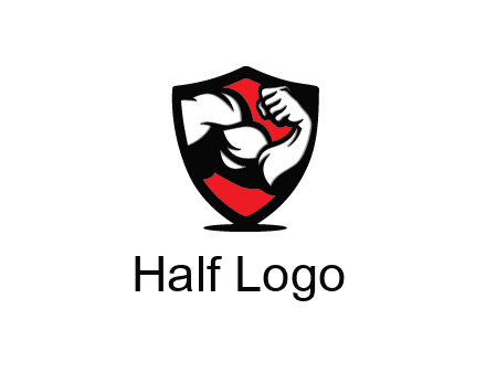 bicep of a bodybuilder in a fitness logo