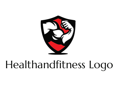 bicep of a bodybuilder in a fitness logo