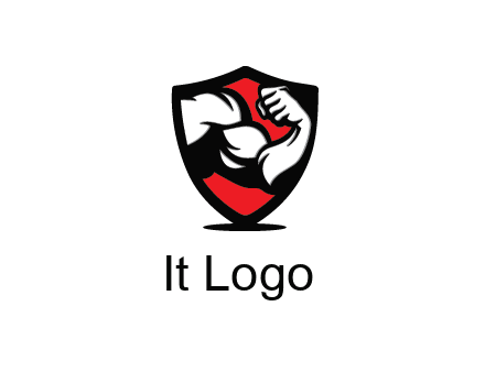 bicep of a bodybuilder in a fitness logo