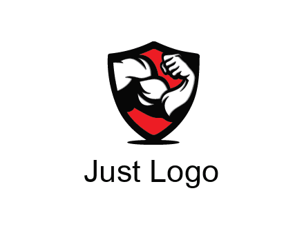 bicep of a bodybuilder in a fitness logo