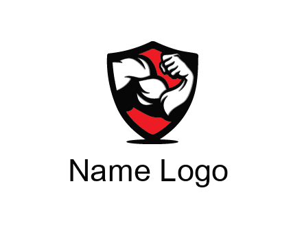bicep of a bodybuilder in a fitness logo