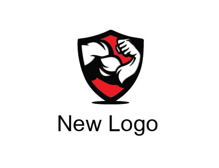 bicep of a bodybuilder in a fitness logo