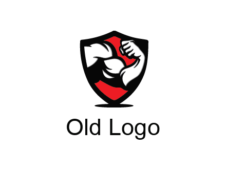 bicep of a bodybuilder in a fitness logo