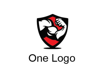 bicep of a bodybuilder in a fitness logo
