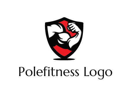 bicep of a bodybuilder in a fitness logo