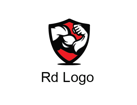bicep of a bodybuilder in a fitness logo