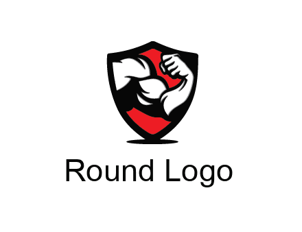 bicep of a bodybuilder in a fitness logo
