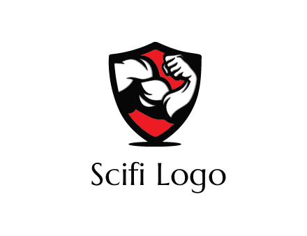bicep of a bodybuilder in a fitness logo