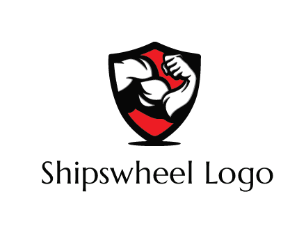 bicep of a bodybuilder in a fitness logo