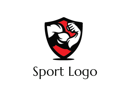 bicep of a bodybuilder in a fitness logo