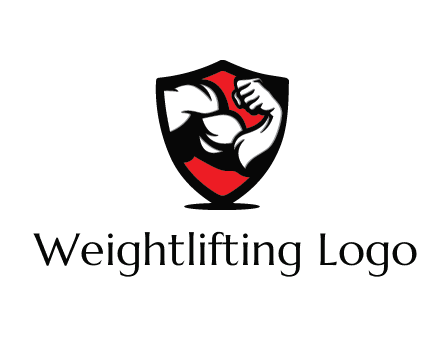 bicep of a bodybuilder in a fitness logo