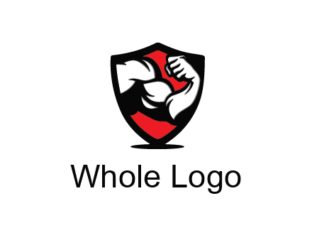 bicep of a bodybuilder in a fitness logo