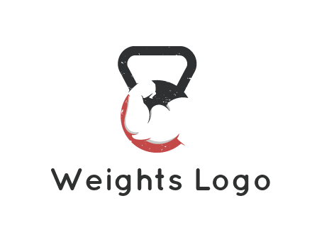 kettlebell gym shaped logo with bodybuilder arm