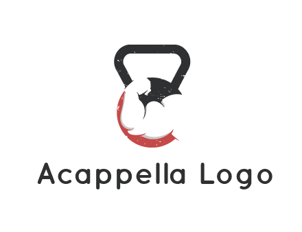 kettlebell gym shaped logo with bodybuilder arm