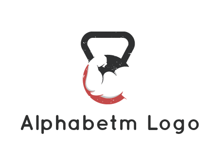 kettlebell gym shaped logo with bodybuilder arm