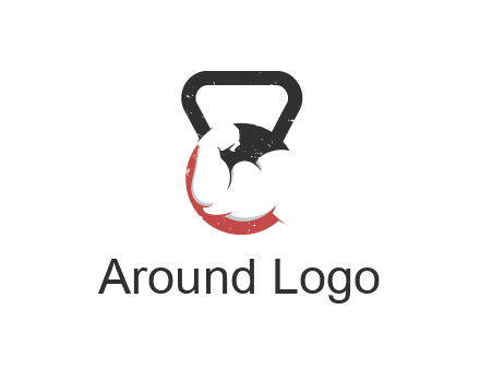kettlebell gym shaped logo with bodybuilder arm