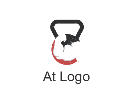 kettlebell gym shaped logo with bodybuilder arm