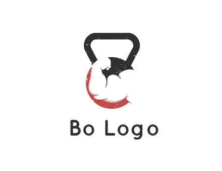 kettlebell gym shaped logo with bodybuilder arm