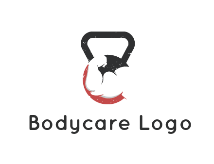 kettlebell gym shaped logo with bodybuilder arm