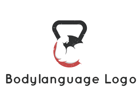 kettlebell gym shaped logo with bodybuilder arm
