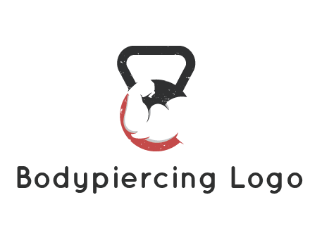 kettlebell gym shaped logo with bodybuilder arm