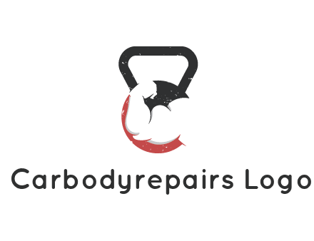 kettlebell gym shaped logo with bodybuilder arm