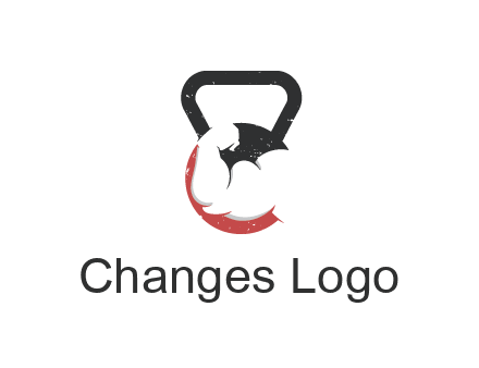kettlebell gym shaped logo with bodybuilder arm