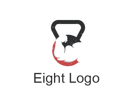kettlebell gym shaped logo with bodybuilder arm