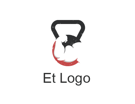 kettlebell gym shaped logo with bodybuilder arm