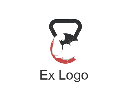 kettlebell gym shaped logo with bodybuilder arm