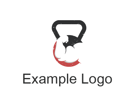 kettlebell gym shaped logo with bodybuilder arm
