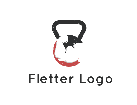 kettlebell gym shaped logo with bodybuilder arm