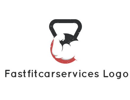 kettlebell gym shaped logo with bodybuilder arm