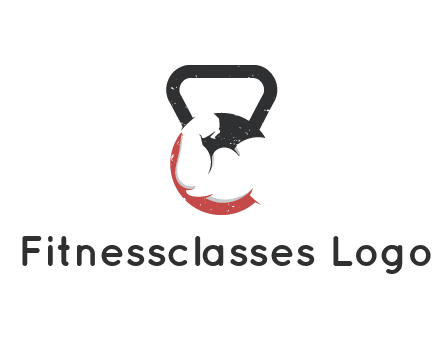 kettlebell gym shaped logo with bodybuilder arm