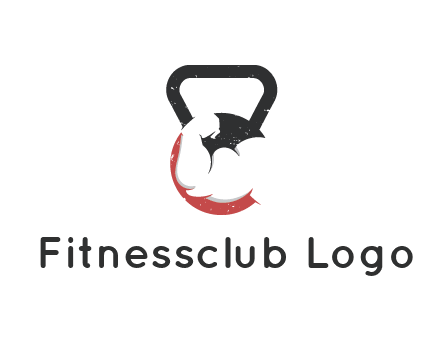 kettlebell gym shaped logo with bodybuilder arm