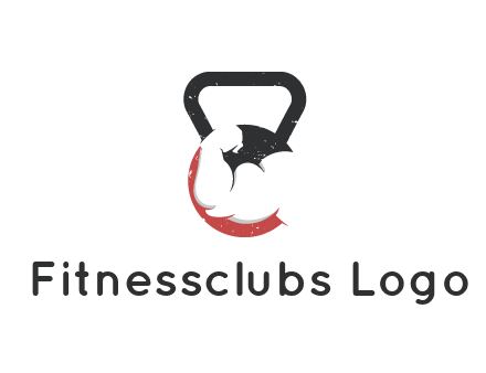 kettlebell gym shaped logo with bodybuilder arm