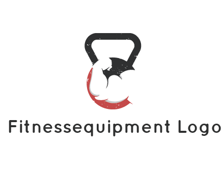 kettlebell gym shaped logo with bodybuilder arm