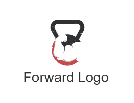 kettlebell gym shaped logo with bodybuilder arm