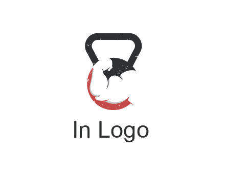 kettlebell gym shaped logo with bodybuilder arm