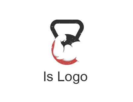 kettlebell gym shaped logo with bodybuilder arm