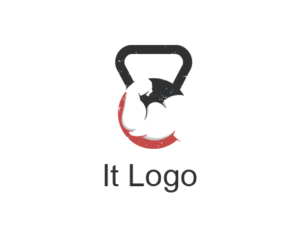 kettlebell gym shaped logo with bodybuilder arm