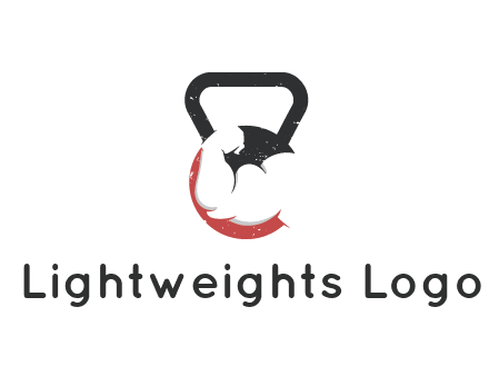kettlebell gym shaped logo with bodybuilder arm