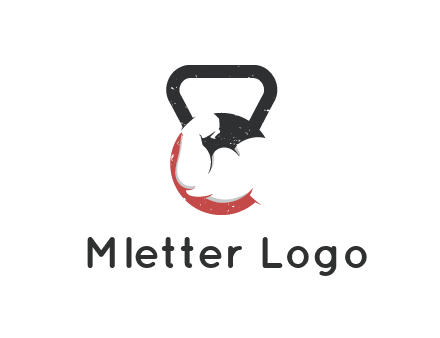 kettlebell gym shaped logo with bodybuilder arm
