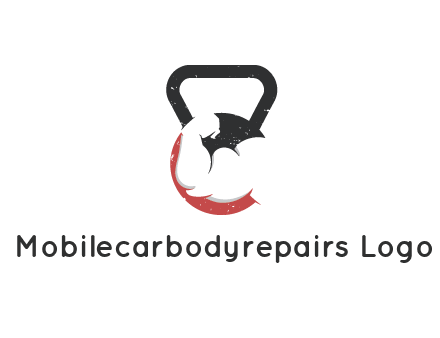 kettlebell gym shaped logo with bodybuilder arm
